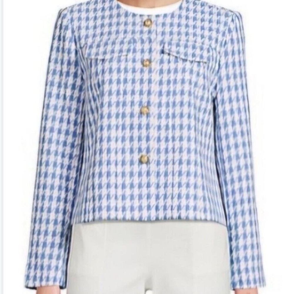 Nanette Lepore Blue and White‎ Houndstooth Blazer M